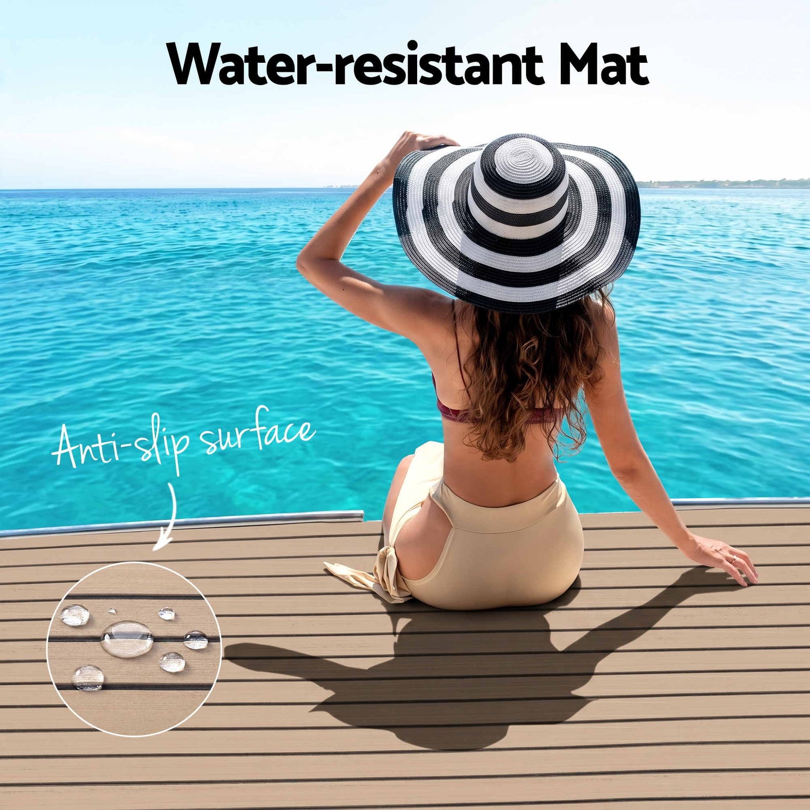 Boat Flooring, EVA Foam Decking Mat, 240x90cm, Taupe