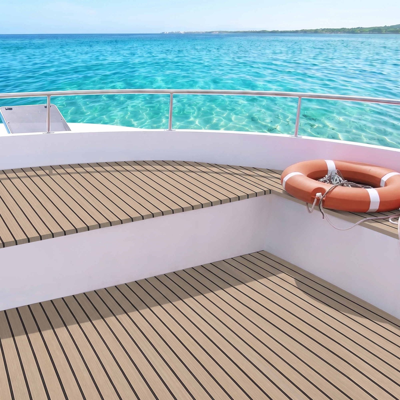 Boat Flooring, EVA Foam Decking Mat, 240x90cm, Taupe