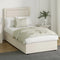 Oikiture King Single Gas Lift Bed Frame Storage Fabric Cream ADI