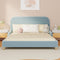 Kids Double Bed Frame with Guard Rails Boucle Blue, 300kg Weight Capacity