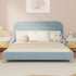 Kids Double Bed Frame with Guard Rails Boucle Blue, 300kg Weight Capacity