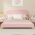 Kids Bed Frame Double Size Base with Side Rails Boucle Pink