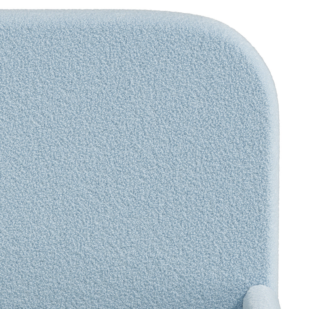 Kids Single Bed Frame with Guard Rails Boucle Blue, 150kg Weight Capacity