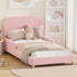 Kids Bed Frame Single Size Base with Side Rails Boucle Pink