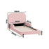 Kids Bed Frame Single Size Base with Side Rails Boucle Pink