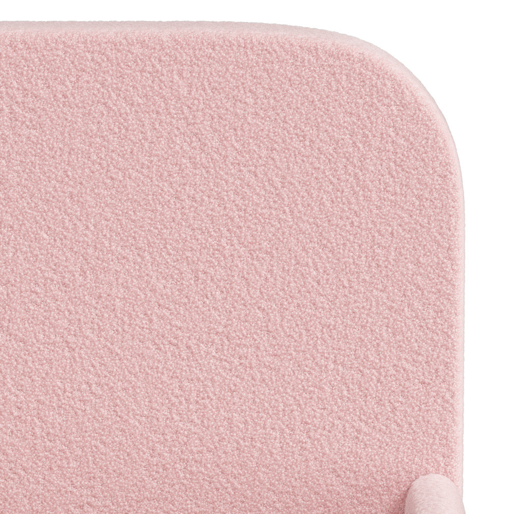 Kids Bed Frame Single Size Base with Side Rails Boucle Pink