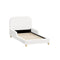 Kids Boucle Bed Frame with Guardrails & Low Height – Single, White