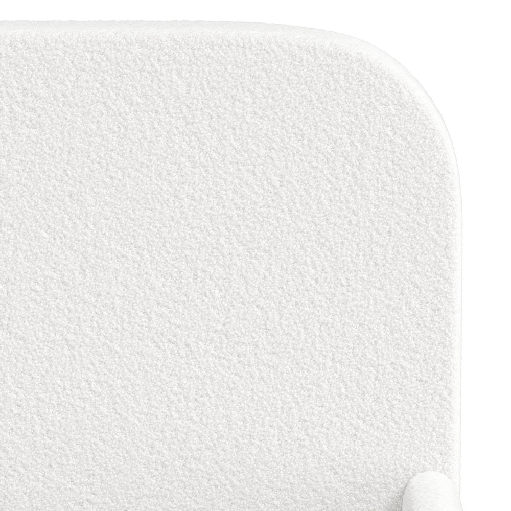 Kids Bed Frame Single Size Base with Side Rails Boucle White