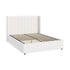 Oikiture Bed Frame Double Size Gas Lift Base Boucle Fabric White