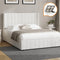 Gas‑Lift Storage Bed Frame with Boucle Upholstery & Wingback Headboard – Double, White