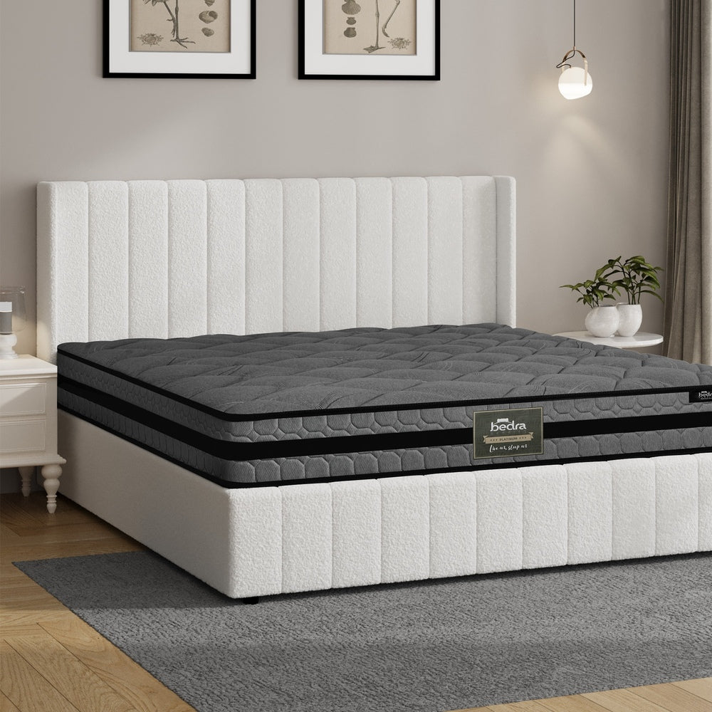 Oikiture Bed Frame with Mattress Set Double Size Gas Lift Boucle BILY
