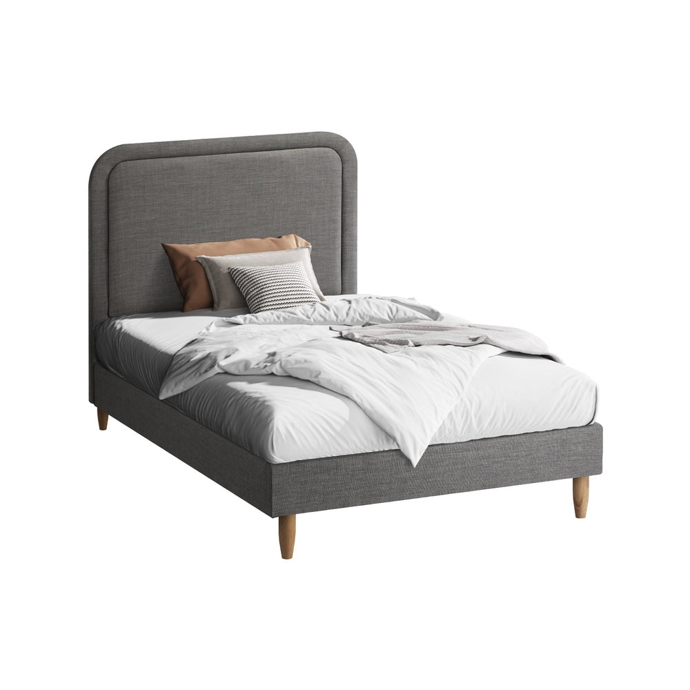 Bed Frame King Single Size Fabric Grey BOB