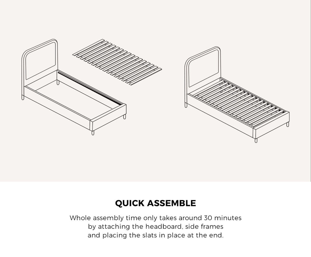 Bed Frame King Single Size Fabric Grey BOB