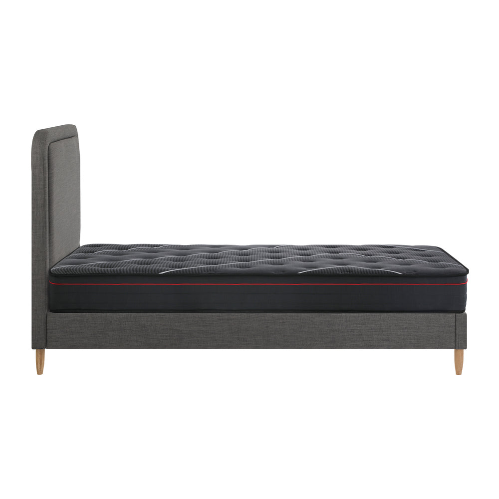 Oikiture Bed Frame Double Size Beds Platform with Mattress Grey Fabric