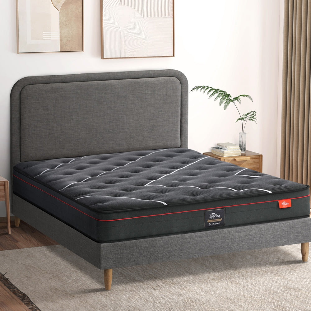 Oikiture Bed Frame Queen Size Beds Platform with Mattress Grey Fabric