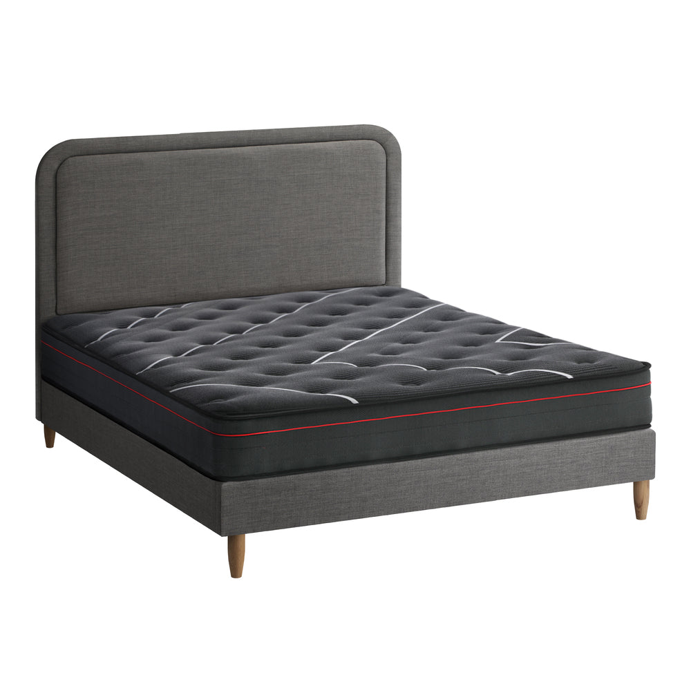 Oikiture Bed Frame Queen Size Beds Platform with Mattress Grey Fabric