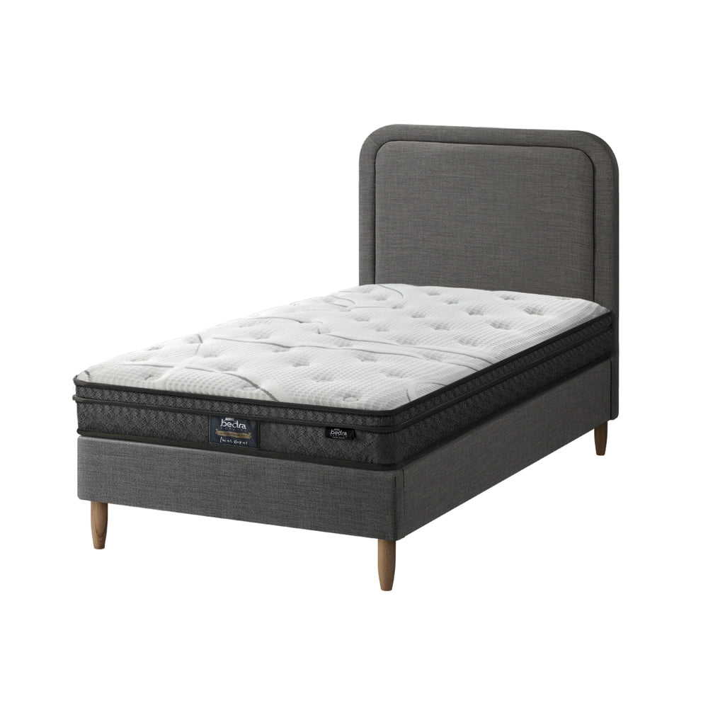 Bed Frame Single Size Base with Bonnell Spring Mattress Grey