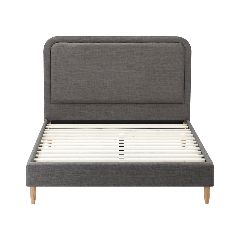 Bed Frame Queen Size Fabric Grey BOB