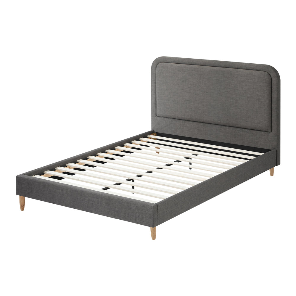 Bed Frame Queen Size Fabric Grey BOB