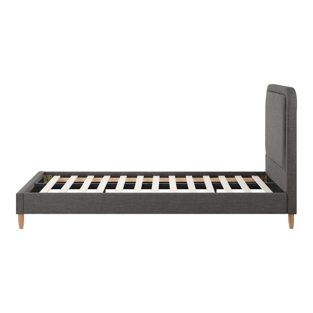 Bed Frame Queen Size Fabric Grey BOB