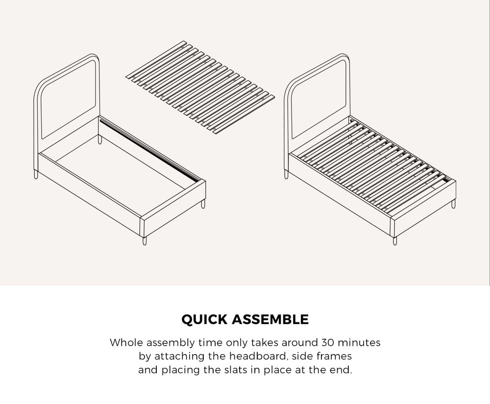 Bed Frame Queen Size Fabric Grey BOB