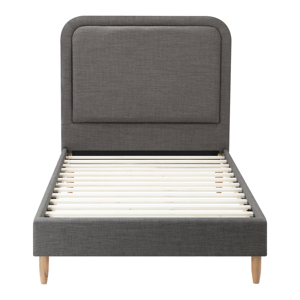 Bed Frame Single Size Fabric Grey BOB