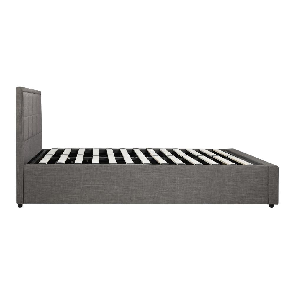 Double Bed Frame Gas Lift Storage Base Fabric Grey
