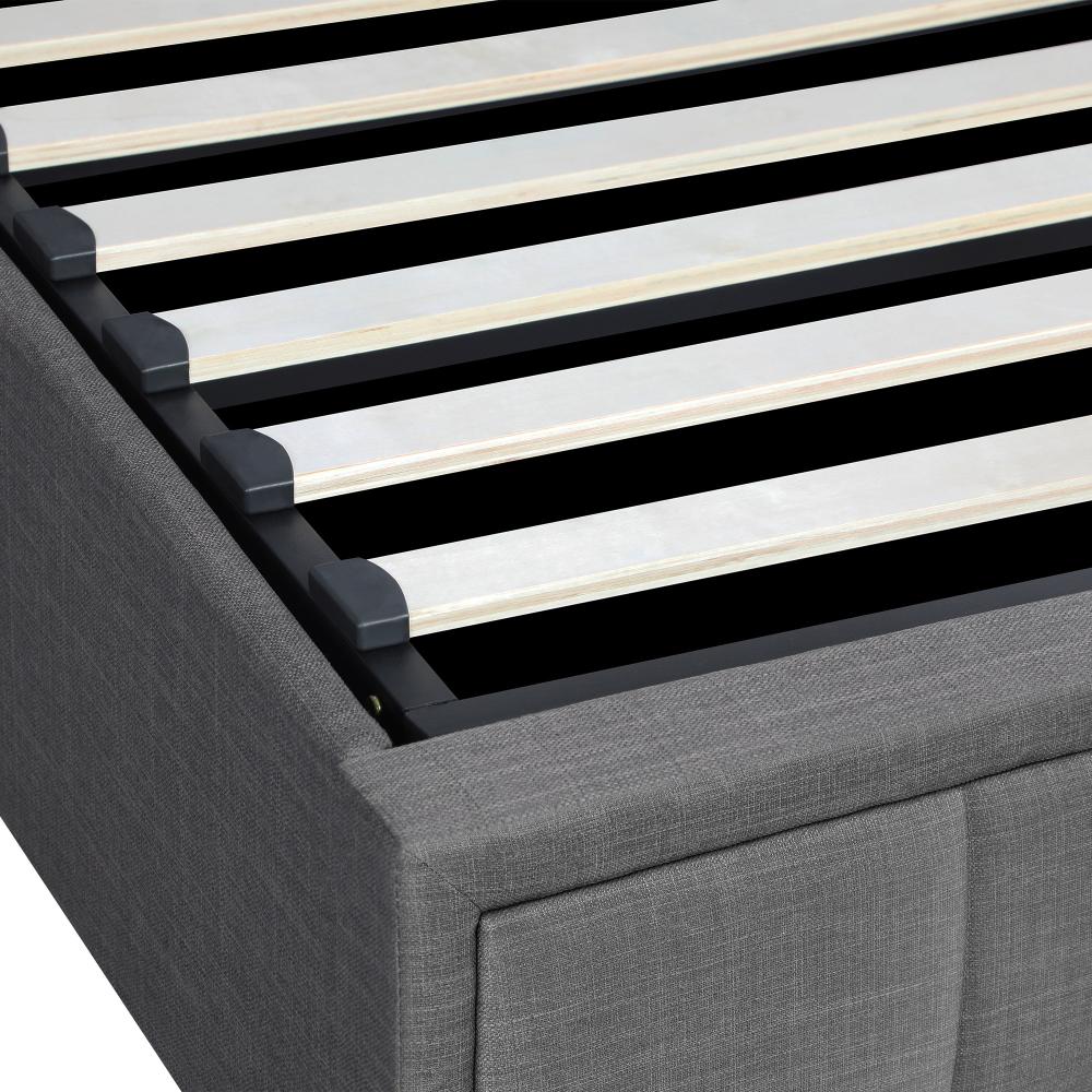 Double Bed Frame Gas Lift Storage Base Fabric Grey