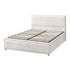 Double Bed Frame Gas Lift Storage Base Boucle White