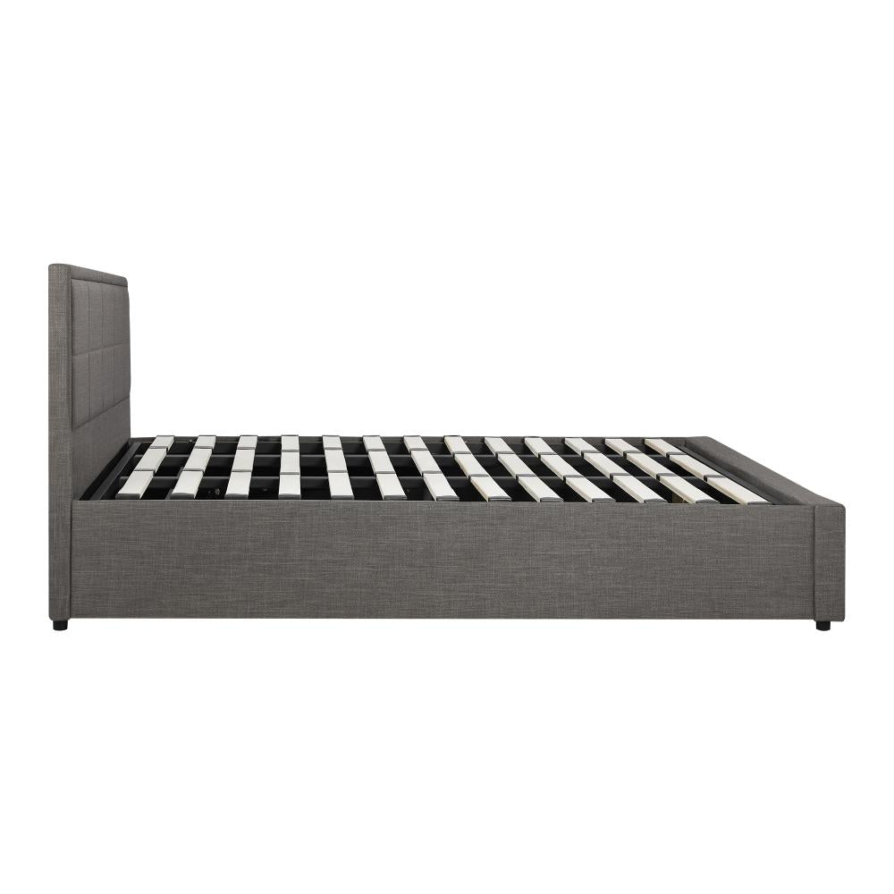 Bed Frame King Size Gas Lift Storage Base Fabric Grey