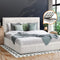 Oikiture King Gas Lift Bed Frame Boucle White Storage Base Platform Bed