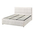 King Bed Frame Gas Lift Storage Base Boucle White