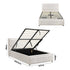 Bed Frame King Single Gas Lift Storage Base Boucle White