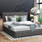 Queen Bed Frame Gas Lift Storage Upholstered Grey Fabric Bed Base Wooden Slats