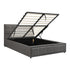 Queen Bed Frame Gas Lift Storage Base Fabric Grey