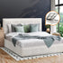 Queen Bed Frame Gas Lift Storage Base Boucle White
