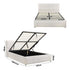 Queen Bed Frame Gas Lift Storage Base Boucle White