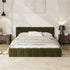 Bed Frame Double Size Tufted Headboard Green Boucle