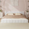 Bed Frame King Size Tufted Headboard White Boucle