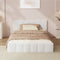 Bed Frame King Single Size Tufted Headboard White Boucle