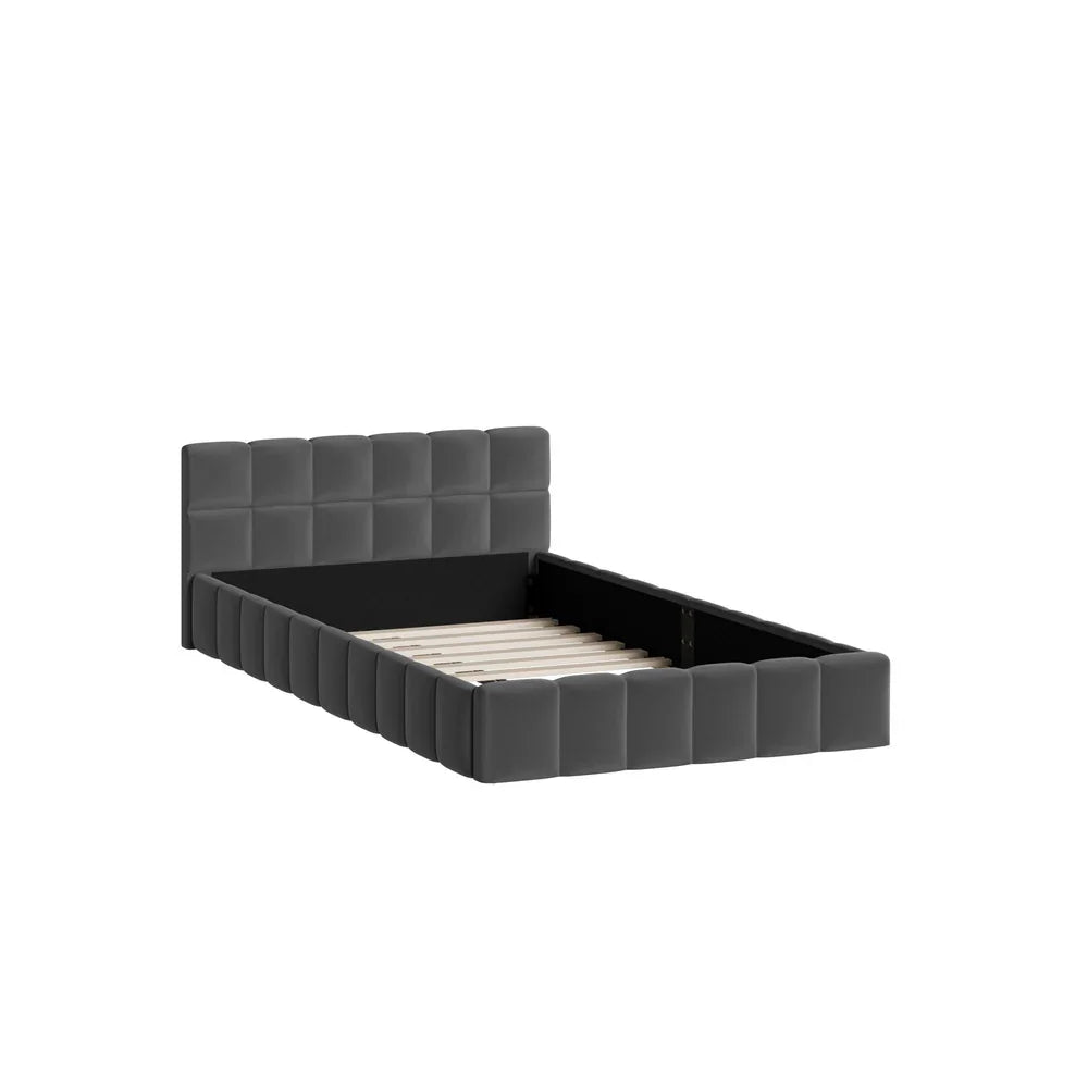 Bed Frame King Single Size Tufted Headboard Grey Velvet