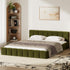 Bed Frame Queen Size Tufted Headboard Green Boucle