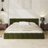 Bed Frame Queen Size Tufted Headboard Green Boucle