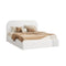Double Gas‑Lift Bed Frame – Bouclé Rounded Headboard, Storage, White