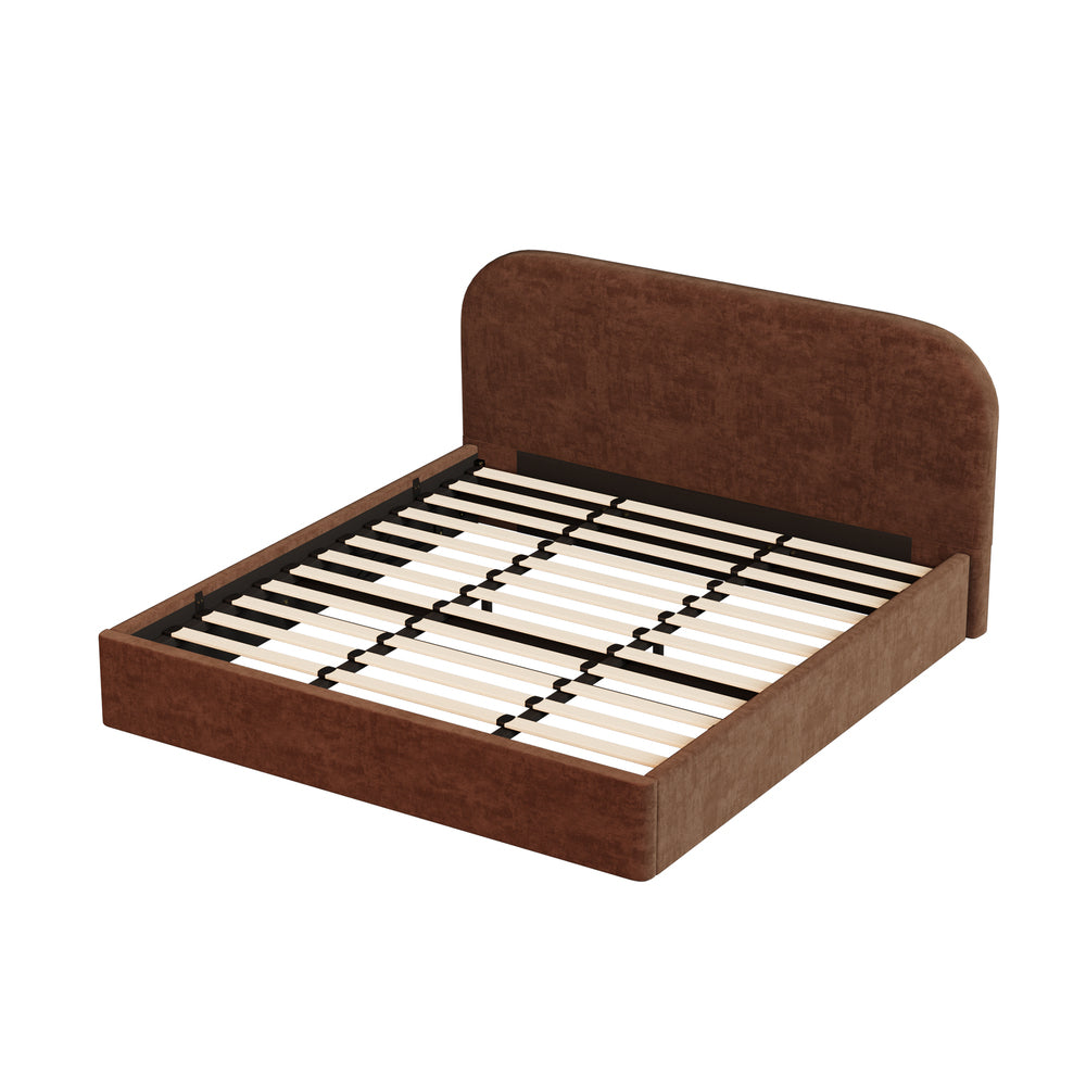 King Bed Frame Gas Lift Storage Velvet Brown
