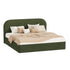 King Gas‑Lift Bed Frame – Velvet Rounded Headboard, Storage, Green
