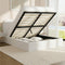 Queen Gas‑Lift Bed Frame – Bouclé Rounded Headboard, Storage, White