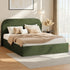King Gas‑Lift Bed Frame – Velvet Rounded Headboard, Storage, Green