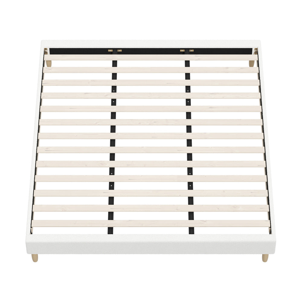 Bed Frame King Size Bed Base White Boucle