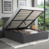 Bed Frame Double Size Gas Lift Base Storage Fabric Grey